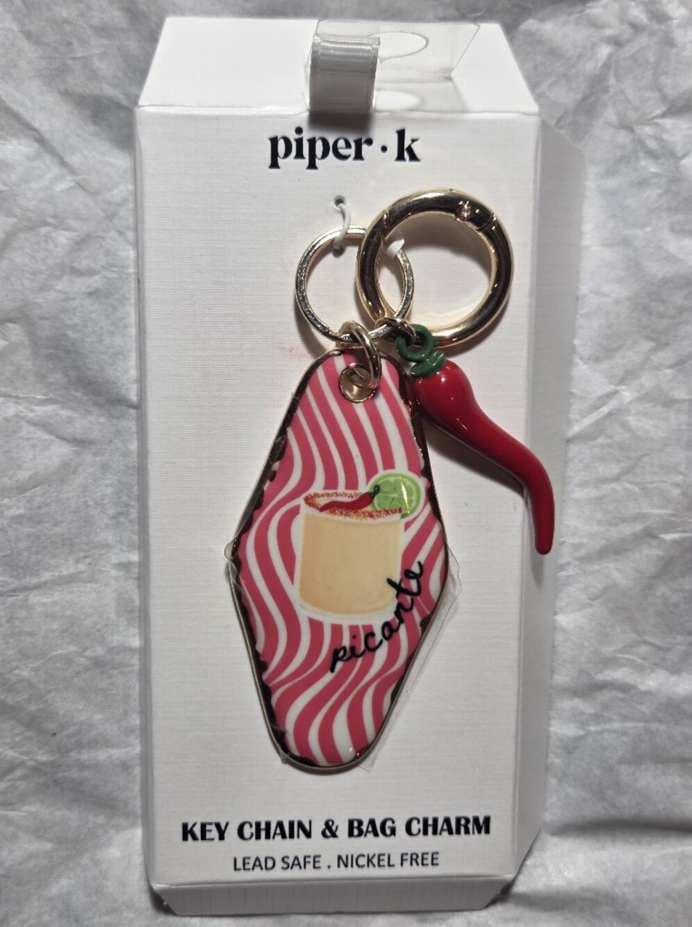 Piper Key Chain & Chili Bag Charm in Pink and Red